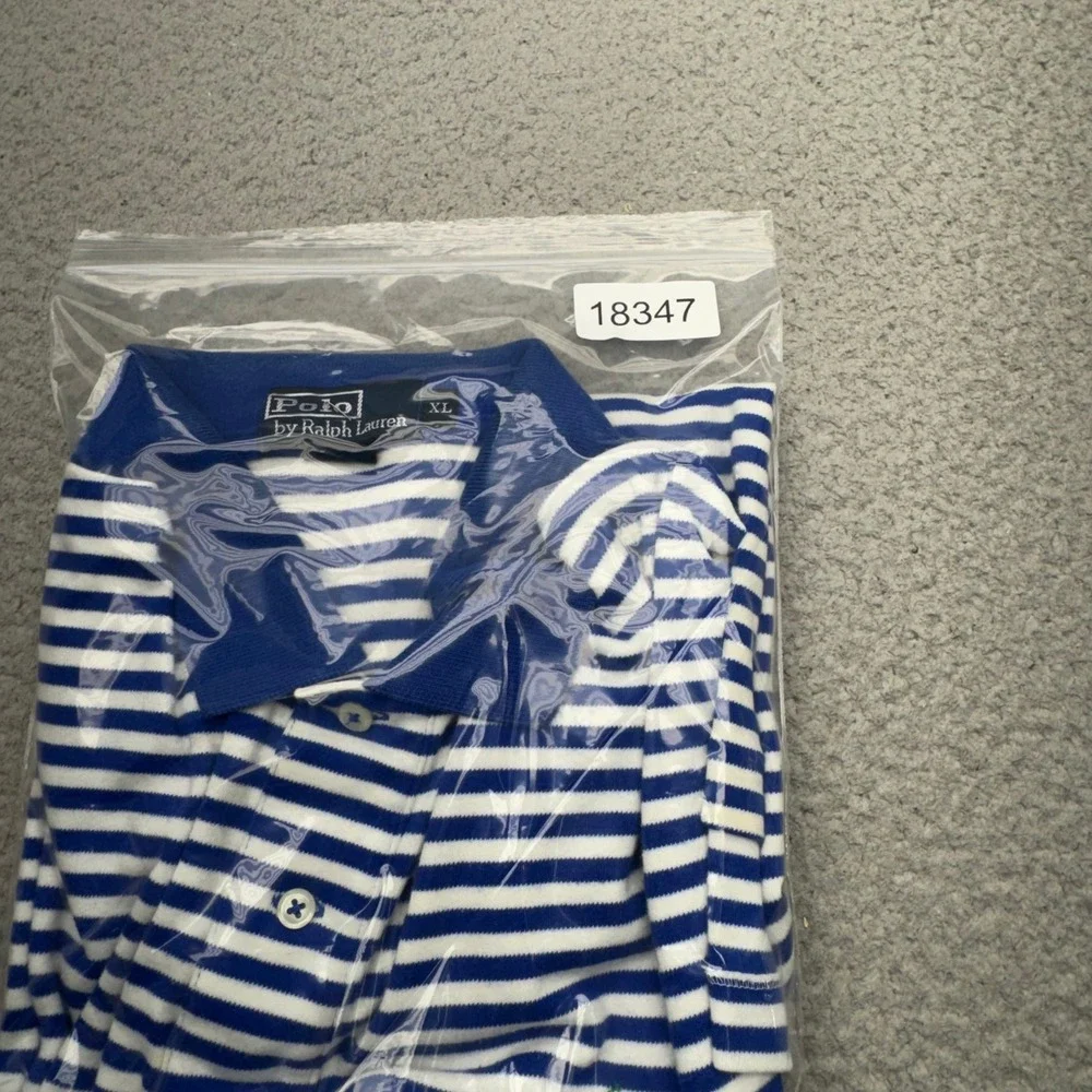 Polo Ralph Lauren Polo Mens XL Blue White Striped Short Sleeve Pony Logo Shirt